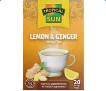 Tropical Sun Lemon & Ginger Tea – 6 x 20 Tea Bags